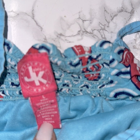 Girls Blue and Red Seahorse Print Top size large - Picture 4 of 6